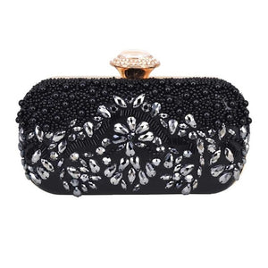 Black Beaded Clutch Bag Luxury Pochette Handbag