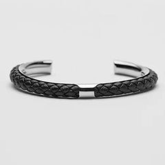 Stainless Steel Leather Wrist Band