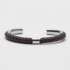 Stainless Steel Leather Wrist Band