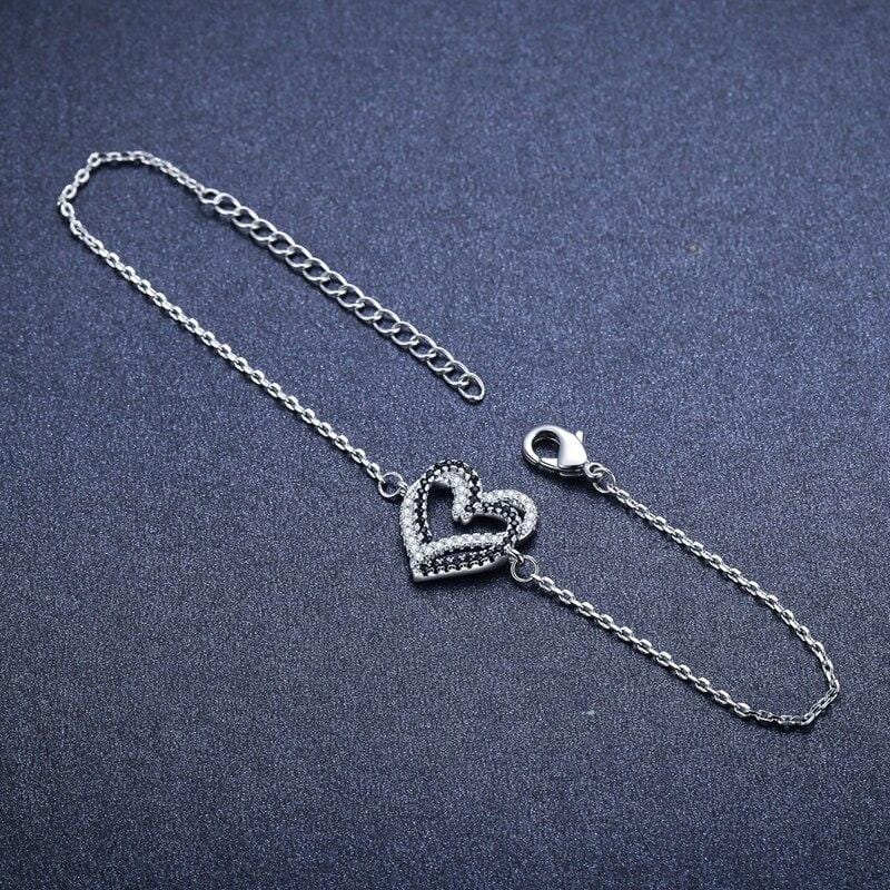 Heart-shaped Silver Charm Bracelet