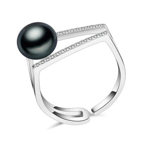 Chic elegant pearl sterling silver adjustable ring