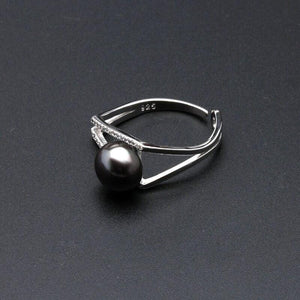 Chic elegant pearl sterling silver adjustable ring