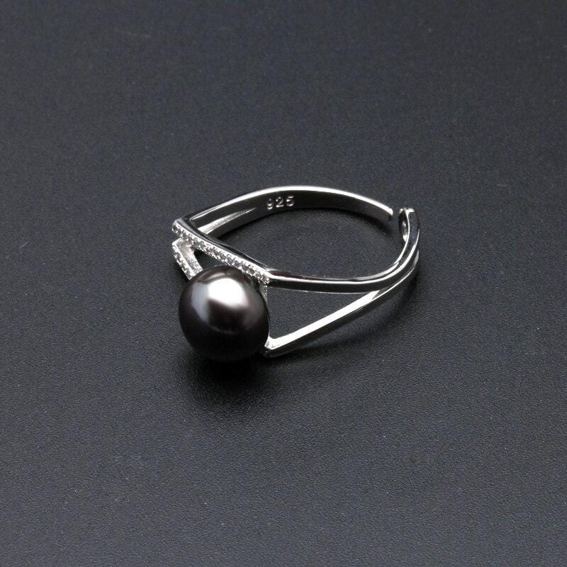 Chic elegant pearl sterling silver adjustable ring