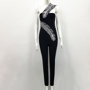 Black One Shoulder Full-Length Jumpsuit