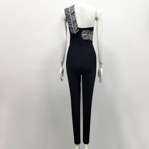 Black One Shoulder Full-Length Jumpsuit