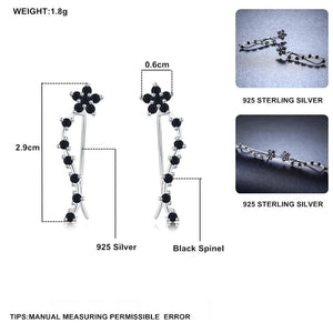 Black Flower Spinel Earrings
