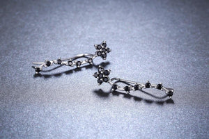Black Flower Spinel Earrings