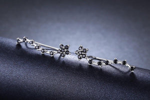 Black Flower Spinel Earrings