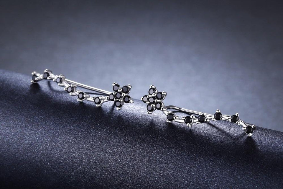 Black Flower Spinel Earrings